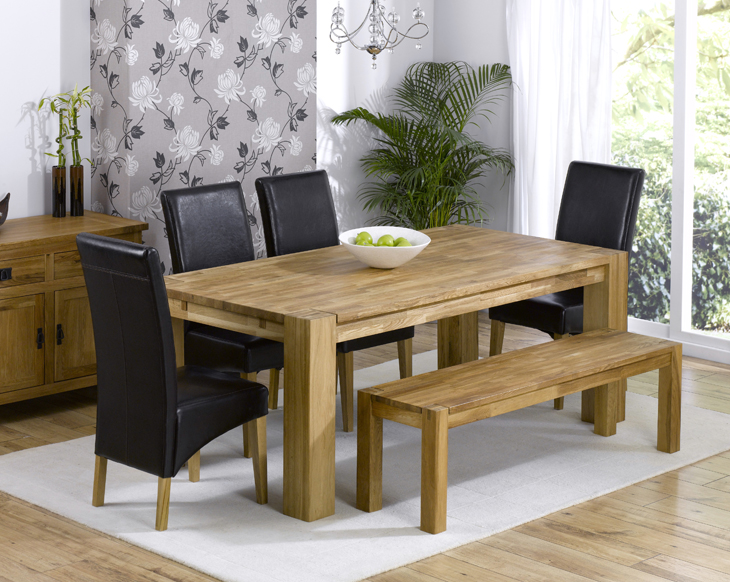 Marseille Oak Dining Table Plus 1 bench and 4 chairs - Click Image to Close